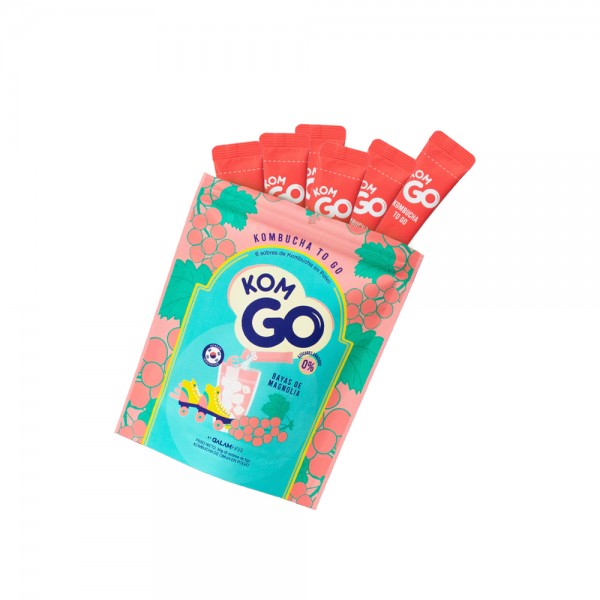 Kombucha To Go KomGo Sabor Bayas de Magnolia 6 Sticks