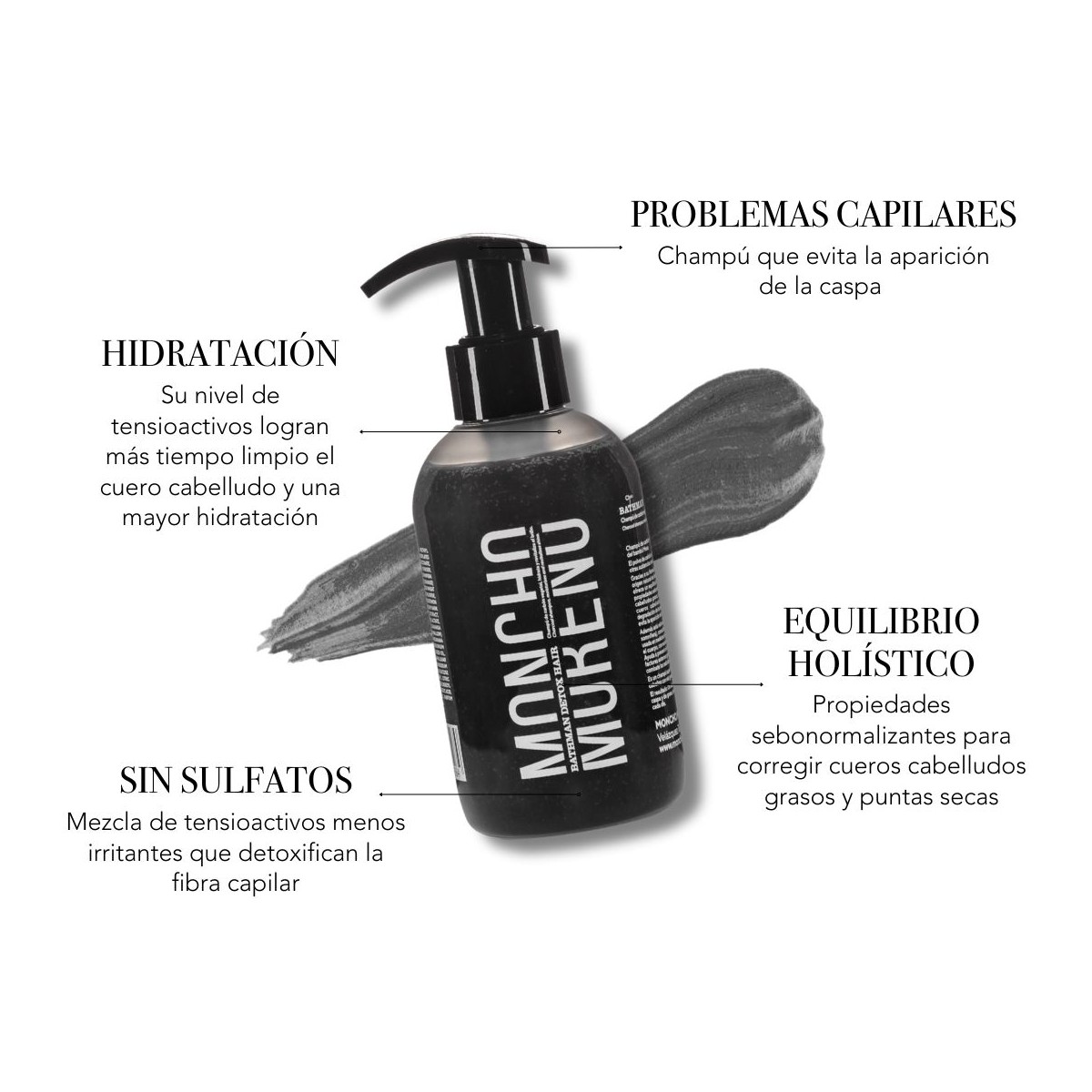 Bathman detox hair champú de carbón vegetal...