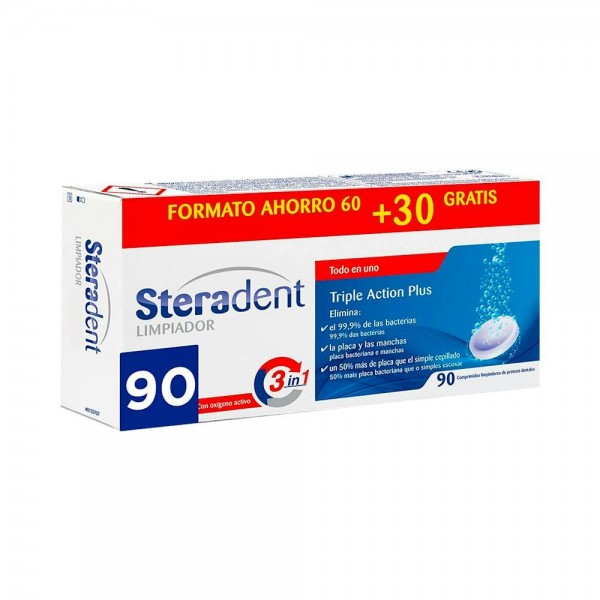 Steradent limpieza triple acción 60u+30u
