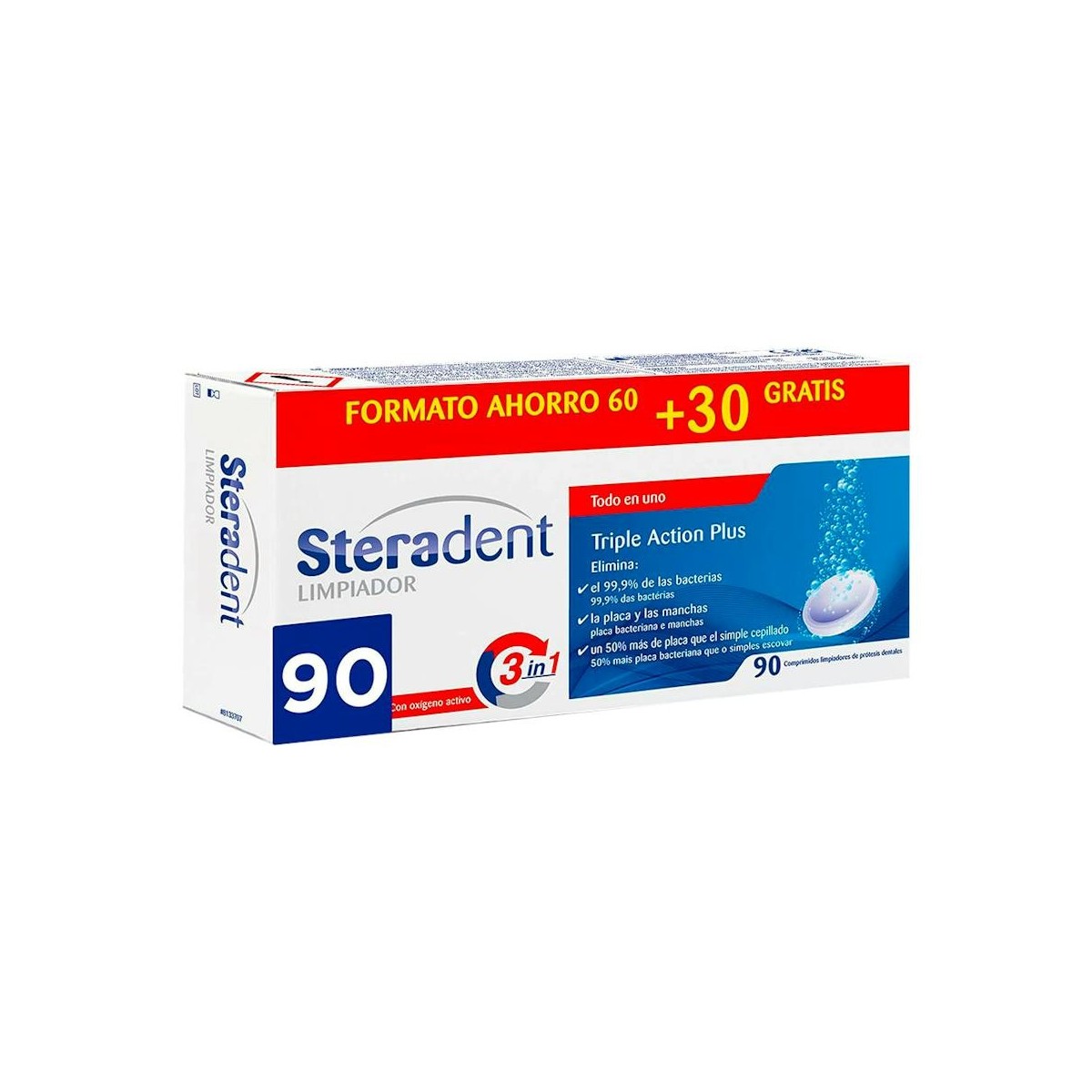 Steradent limpieza triple acción 60u+30u