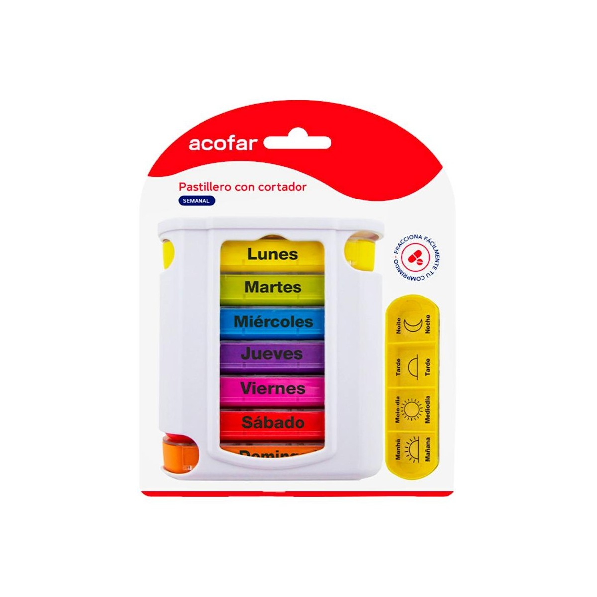 Pastillero Acofar Semanal 4 Tomas C/Cortador